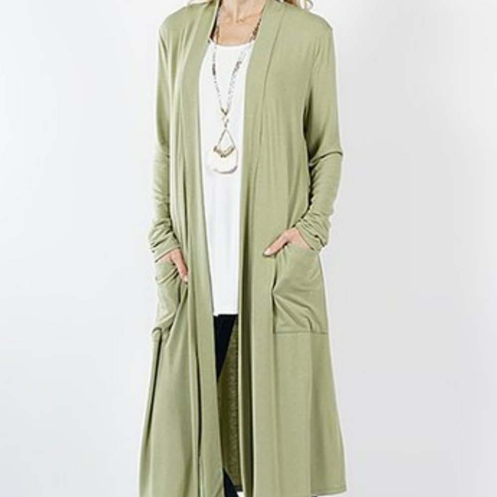 Sage Long-Sleeve Mid-Length Slouchy Pocket Open Cardigan - Size 3X - NWOT